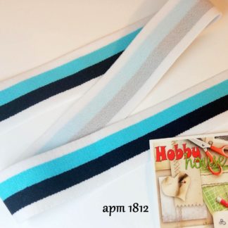 Резинка бело-черно-бирюзовый 2,5 см арт. 1812