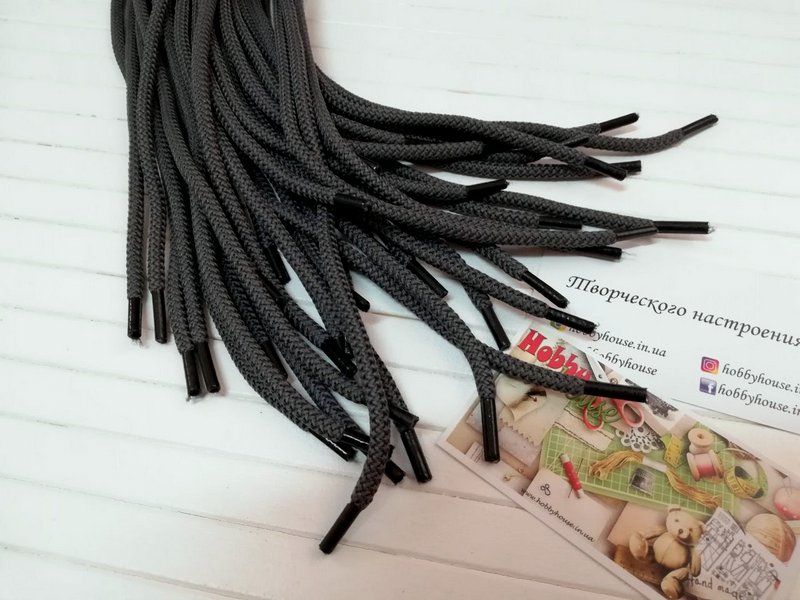 Шнур антрацит круглый 8 мм 120 см арт. 1732