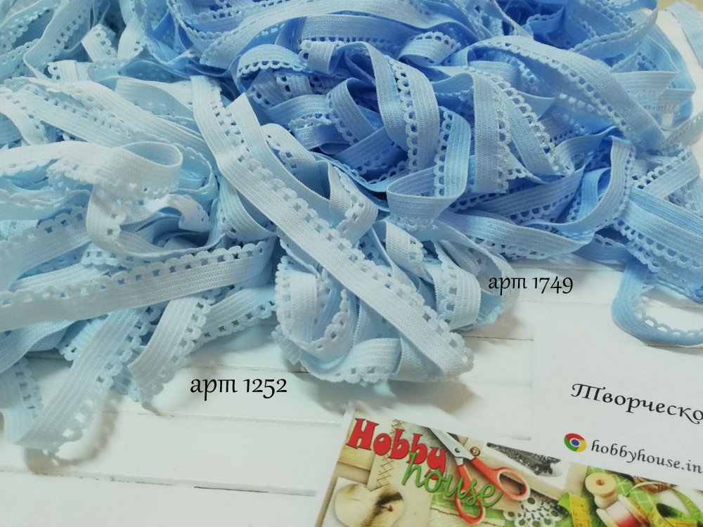 Резинка ажурная голубая арт. 1749 - Зображення 2