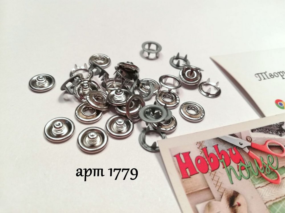 Кнопка трикотажна baby 9,5мм кільце матове 10шт , сірий арт 1779 - Зображення 2