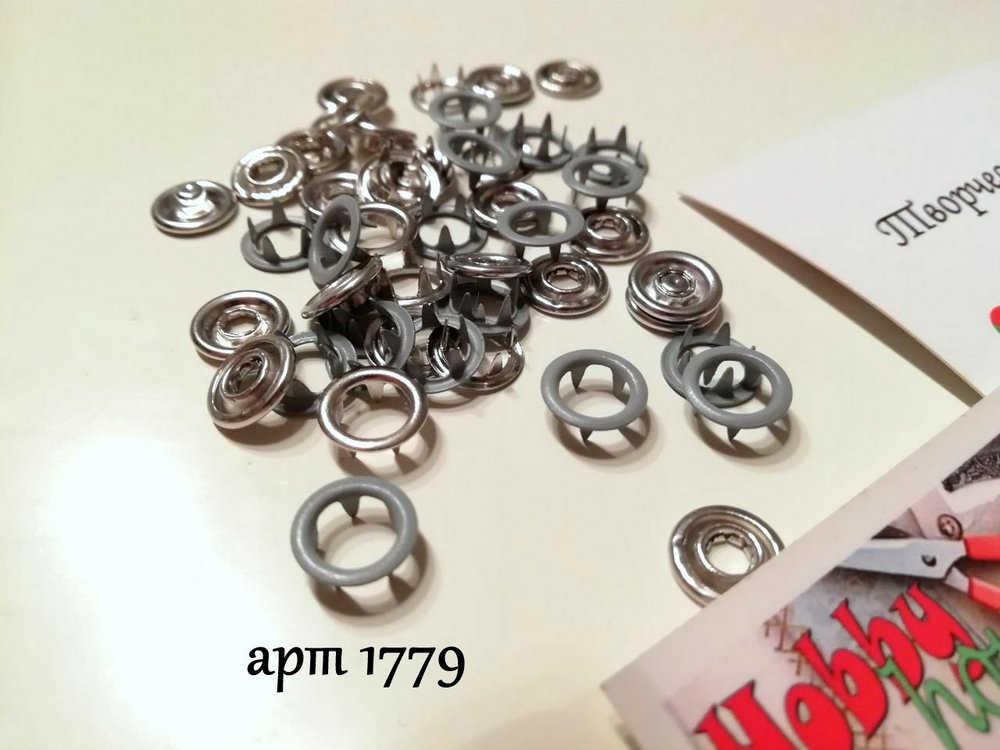 Кнопка трикотажна baby 9,5мм кільце матове 10шт , сірий арт 1779