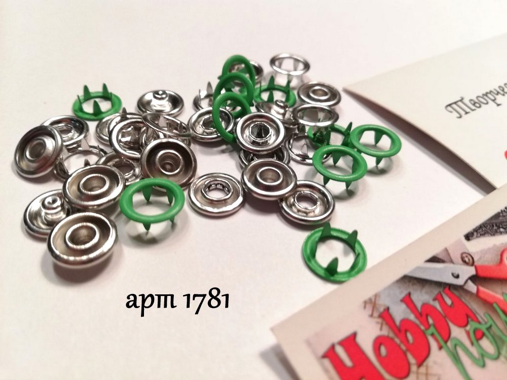 Кнопка трикотажна baby 9,5мм кільце матове 10шт , зелений арт 1781