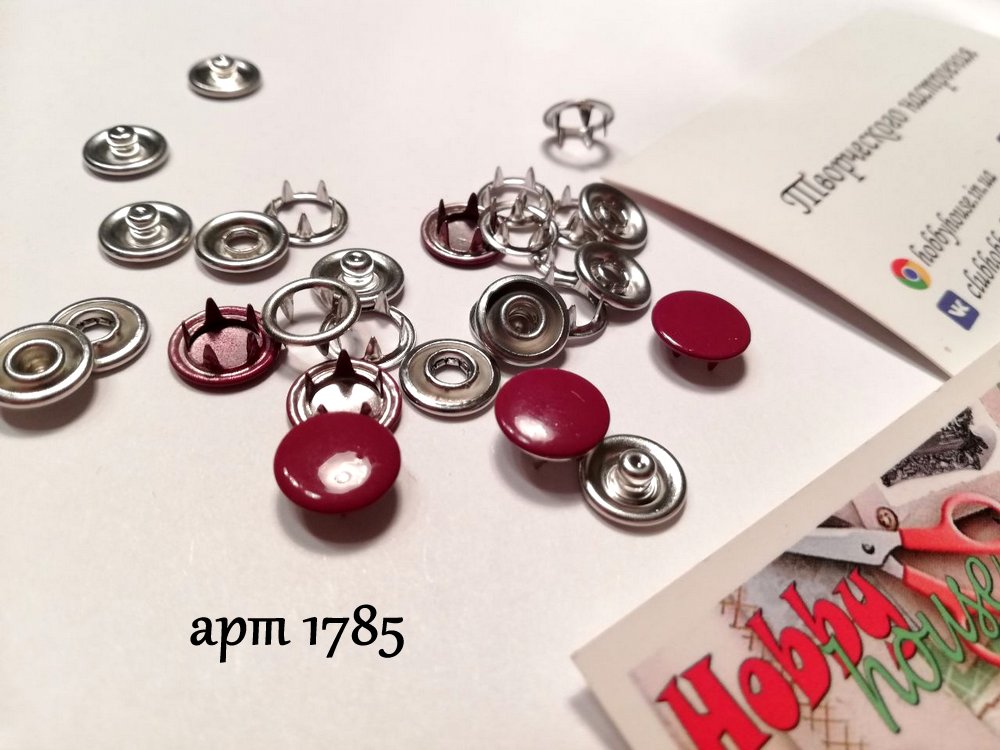 Кнопка трикотажна baby 9,5мм закритий капелюшок глянець 10шт, бордо арт 1785 - Зображення 2