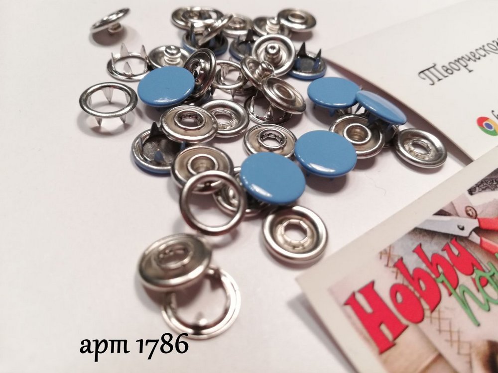 Кнопка трикотажна baby 9,5мм закритий капелюшок глянець 10шт, блакитний арт 1786 - Зображення 2