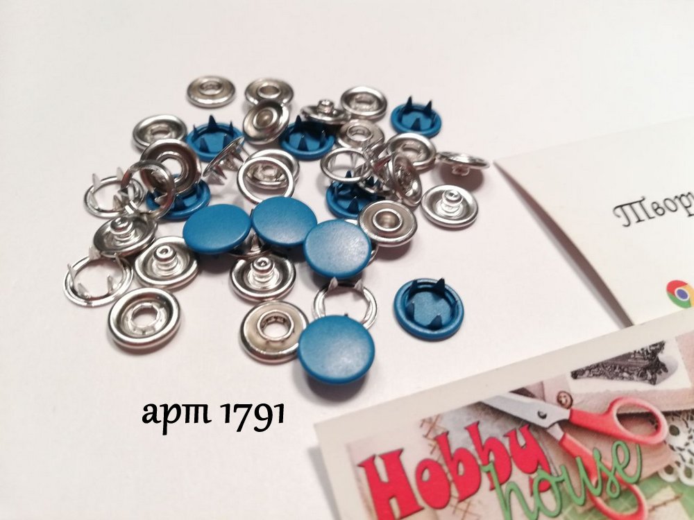 Кнопка трикотажна baby 9,5мм закритий капелюшок матовий блакитна бірюза 10 шт арт 1791