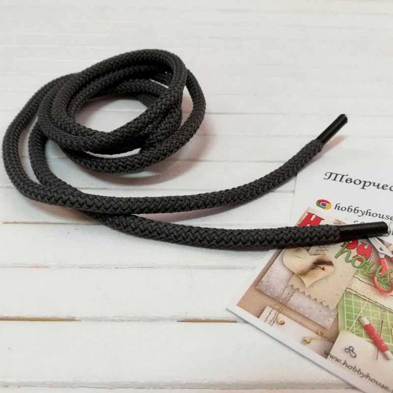 Шнур антрацит круглый 8 мм 120 см арт. 1732 - Зображення 2