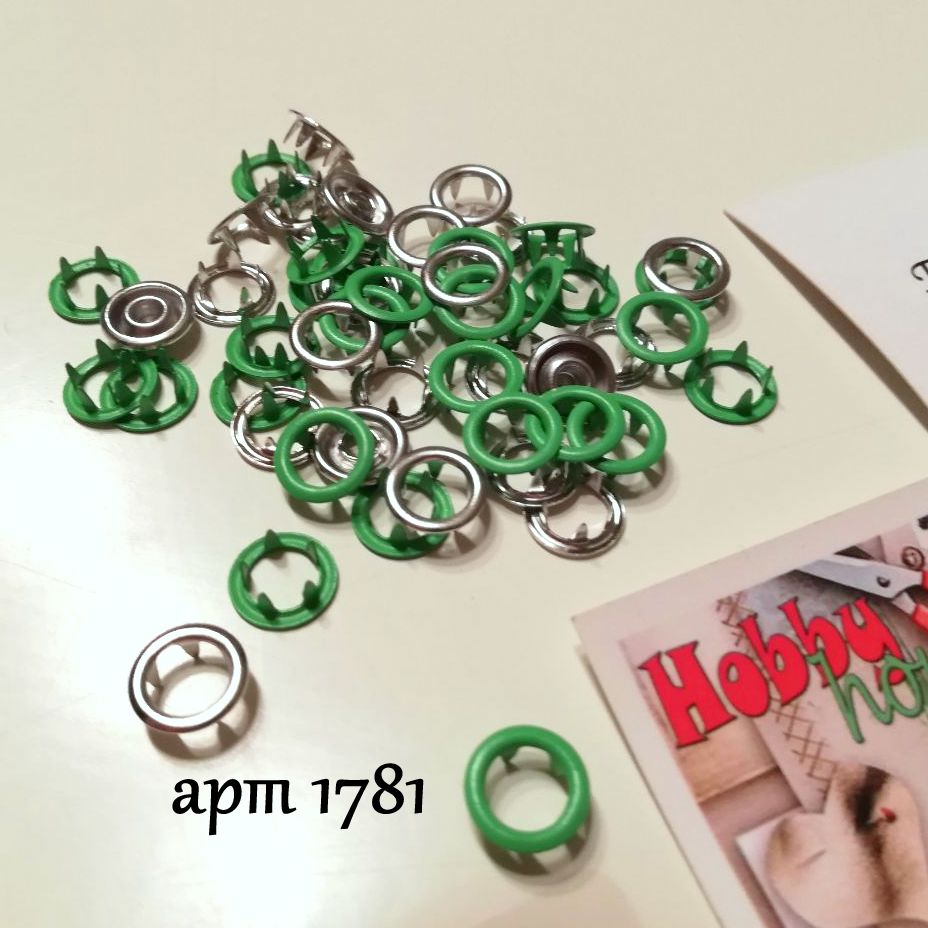 Кнопка трикотажна baby 9,5мм кільце матове 10шт , зелений арт 1781 - Зображення 2