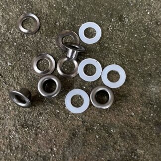 Люверс (блочка) d=5 мм, №3 black темний нікель + металеві і пластикові кільця 10шт, арт 1788