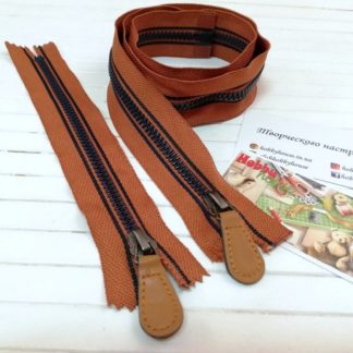 Молния трактор светло-коричневая с синим зубом 80 см арт. 1729