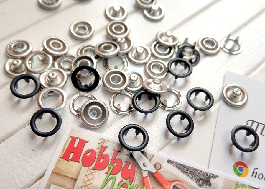 Кнопка трикотажна baby 9,5мм кільце 10шт, чорний матовий, арт 1854