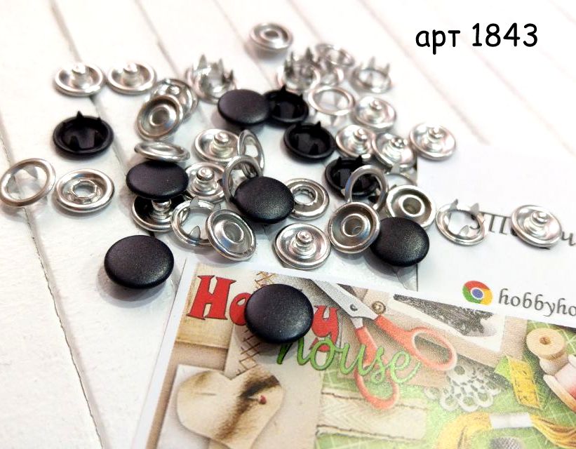 Кнопка трикотажна baby 9,5мм закритий капелюшок матовий 10шт, чорний арт 1843 - Зображення 2