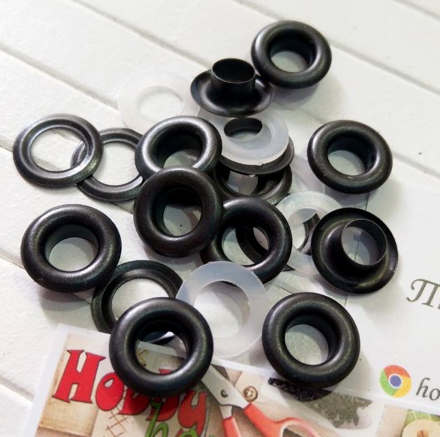 Люверс 8 мм оксид + металеві і пластикові кільця(10 шт.) арт. 1848