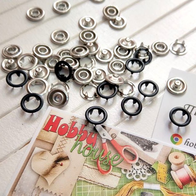 Кнопка трикотажна baby 9,5мм кільце 10шт, чорний матовий, арт 1854 - Зображення 2