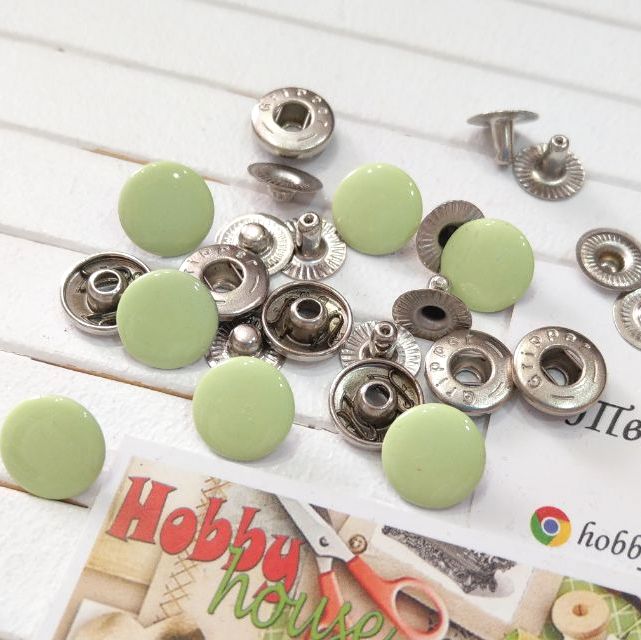 Кнопка альфа 12,5 мм (10шт)  салат, арт 1884