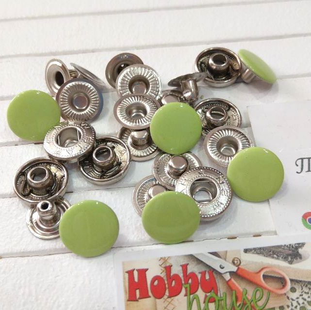 Кнопка альфа 15 мм (10шт)  салат, арт 1885