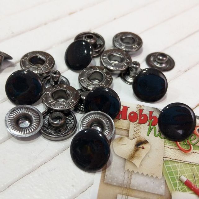 Кнопка альфа 15 мм (10шт)  чорний,  арт 1901