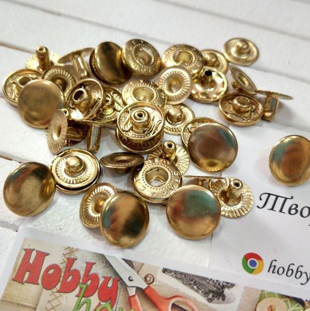 Кнопка альфа 12,5 мм (10шт)  золото, арт 1882