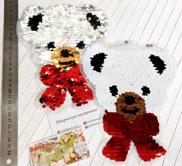 Нашивка Ведмедик+бантик 2-стороння арт 1952