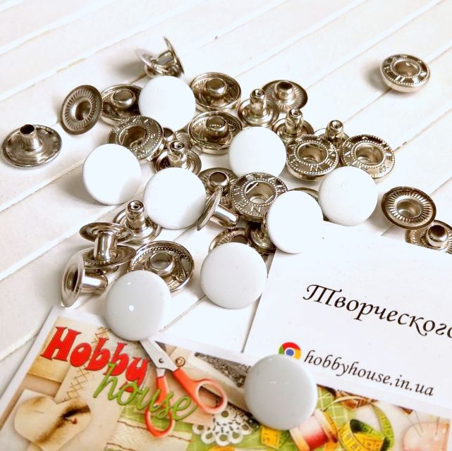 Кнопка альфа 15 мм (10шт)  білий, арт 1930