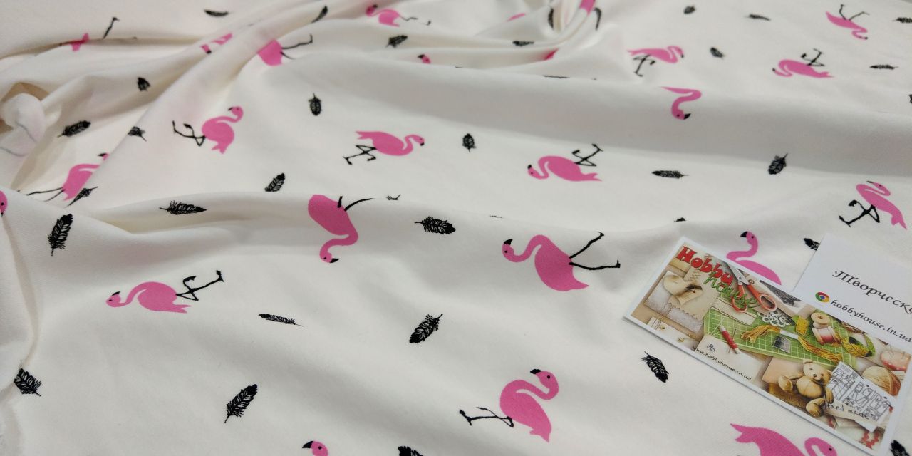 Стрейч-кулір "Фламинго на молоці" 180 см арт 2048 - Зображення 2