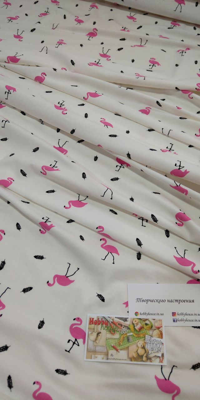 Стрейч-кулір "Фламинго на молоці" 180 см арт 2048 - Зображення 3