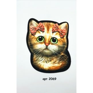 Нашивка кашемир Котик бантики  20*16,5см арт 2069