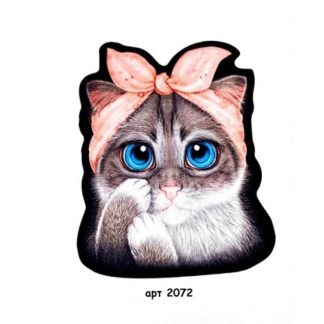 Нашивка кашемир Котенок бантик персик  23*17,5см арт 2072