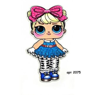 Нашивка кашемир LOL бант малина  24,5*13,5см арт 2075