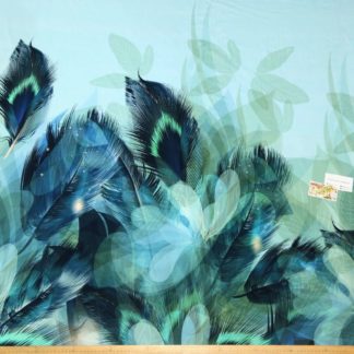 Стрейч-кулір "Пір'я на блакитному", шир. 155, купон 154 см арт. 2144