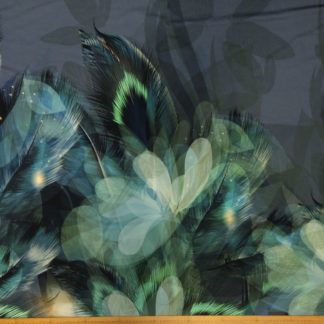 Стрейч-кулір "Пір'я на синьому", шир. 155, купон 154 см арт. 2146