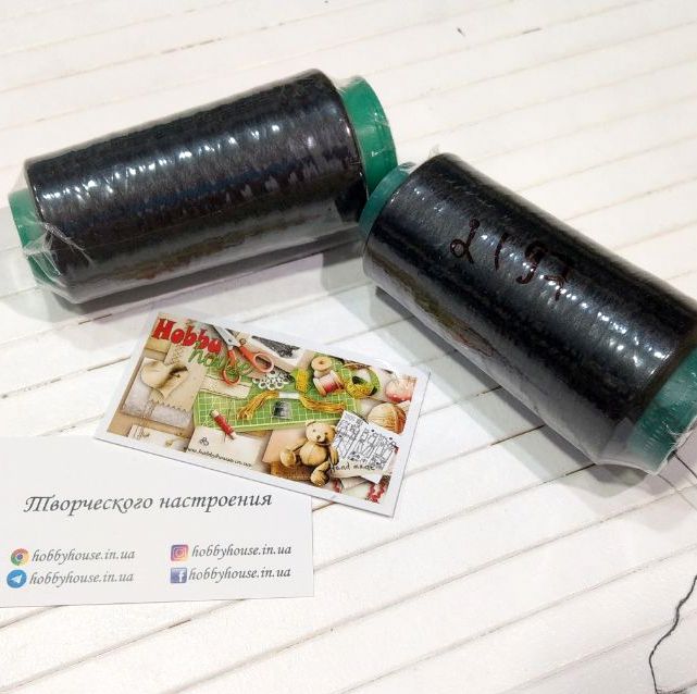 Нитки текстура черный, 4000м, арт 2197