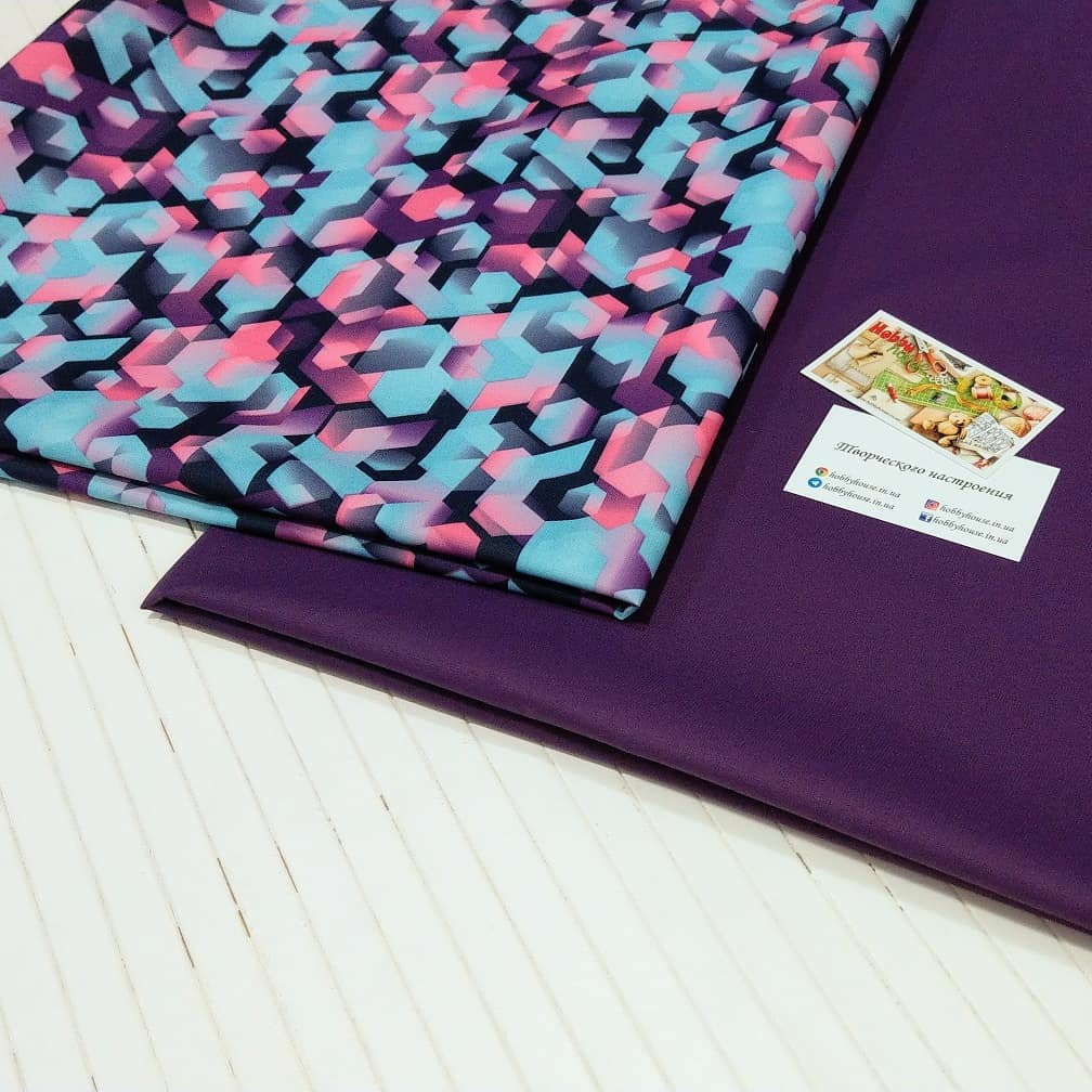 Плащевка Мембрана розовая геометрия 150 см арт. 2221