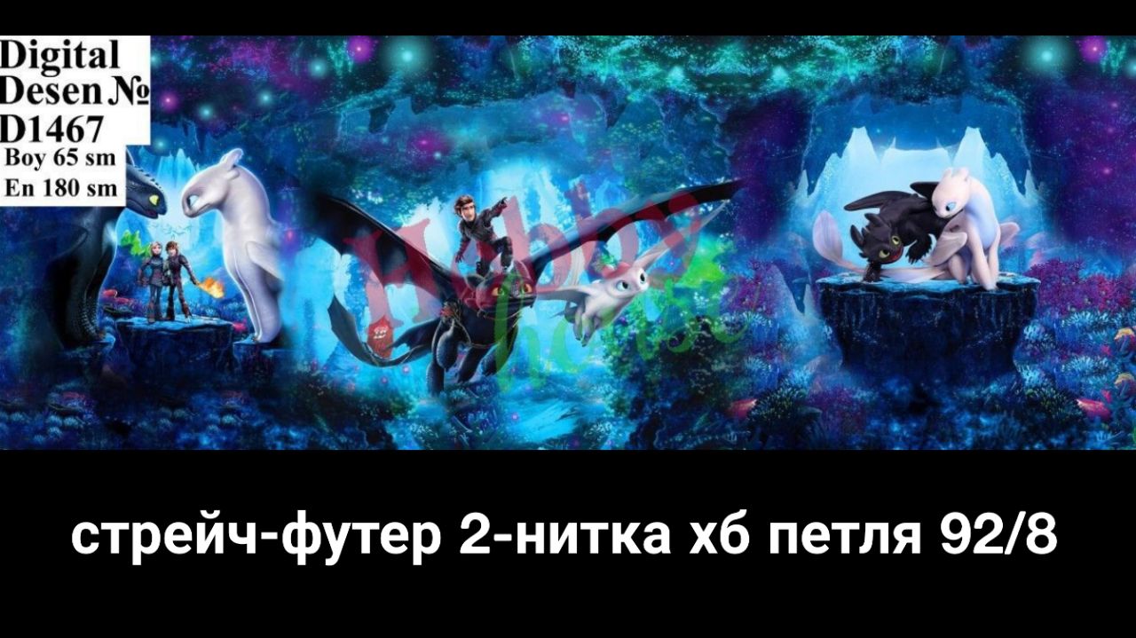 Стрейч-футер 2-нитка "Приборкувачі драконів" купон 60 см арт. 2252 - Зображення 2
