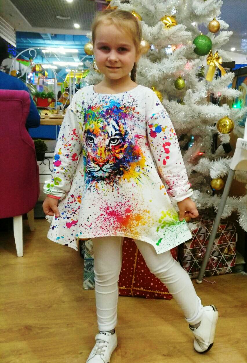 Стрейч-футер 2-нитка "Кольоровий тигр" купон 70см арт. 2248 - Зображення 5