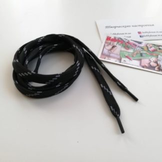Шнур черный с серой полоской плоский 120 см арт. 2292