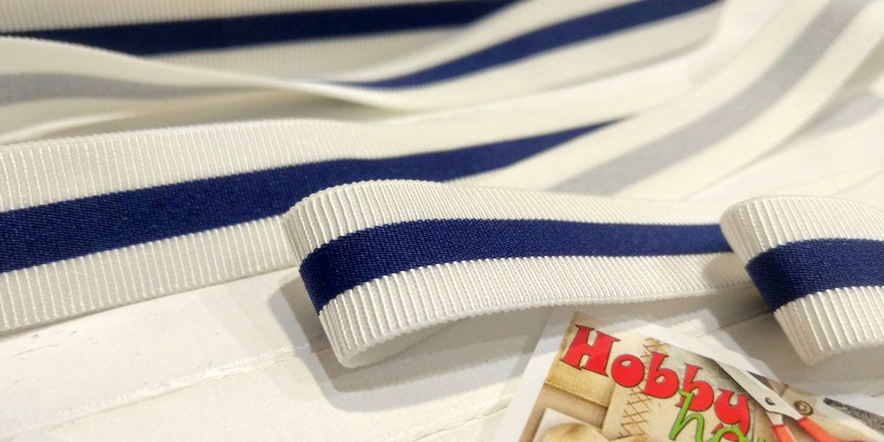 Резинка бело-синяя 2 см арт. 2409