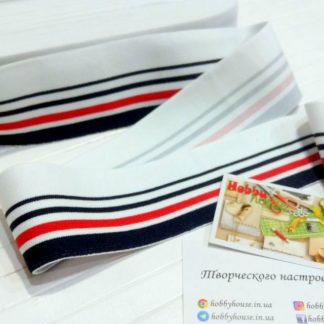 Резинка красны-синие полоски на белом 5 см арт. 2407