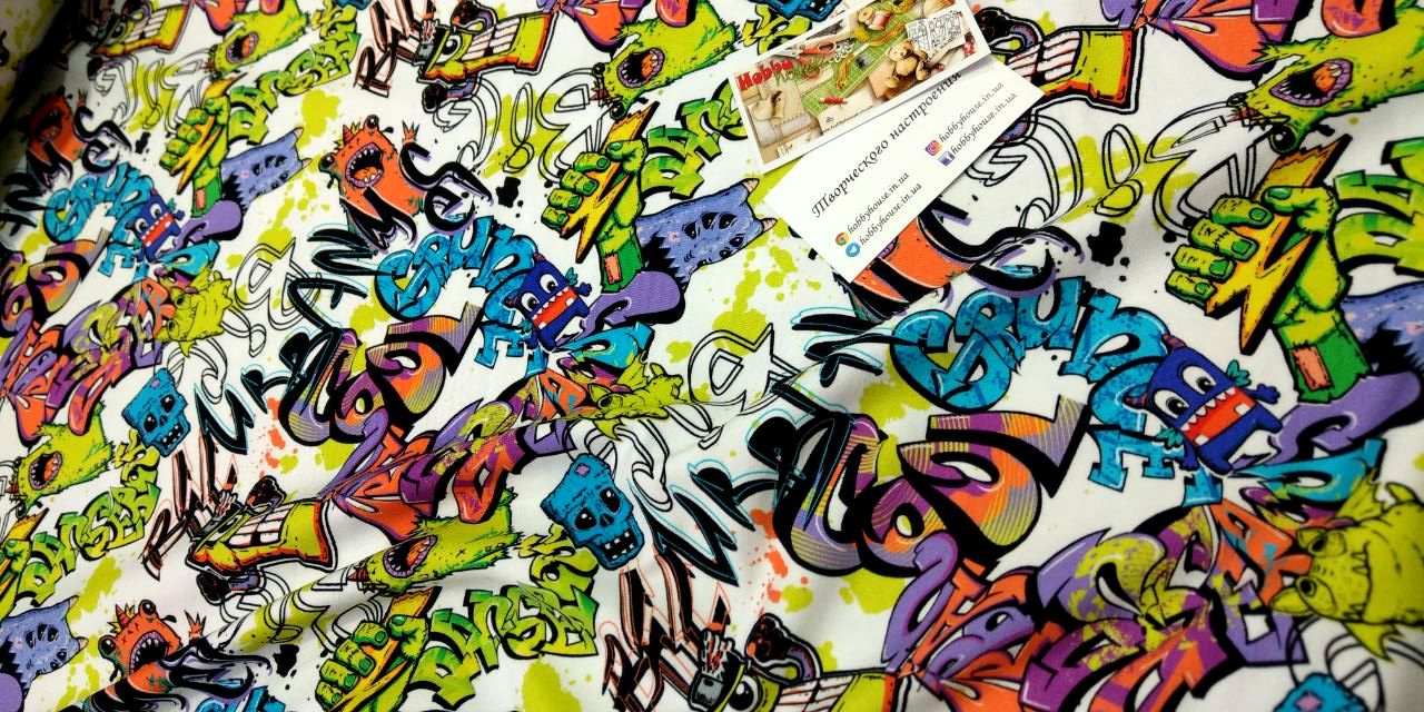 стрейч-кулір "Графіті" 180 см арт. 2466 - Зображення 2