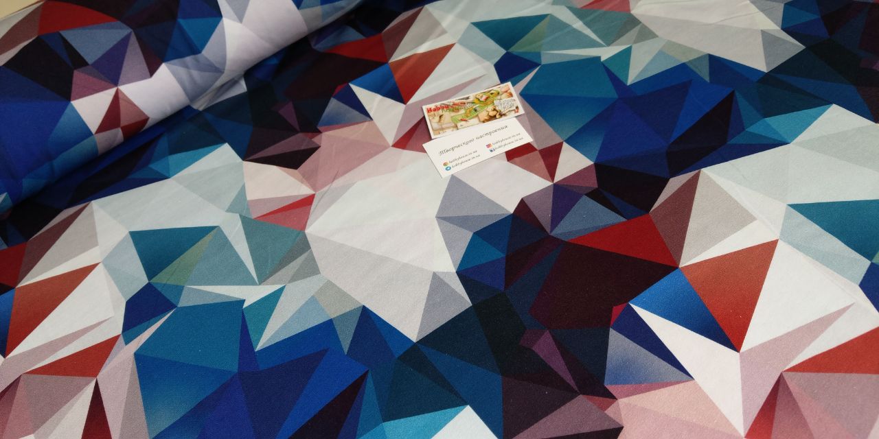 Стрейч-кулір "Кольорова геометрія" 180 см арт.2483 - Зображення 2