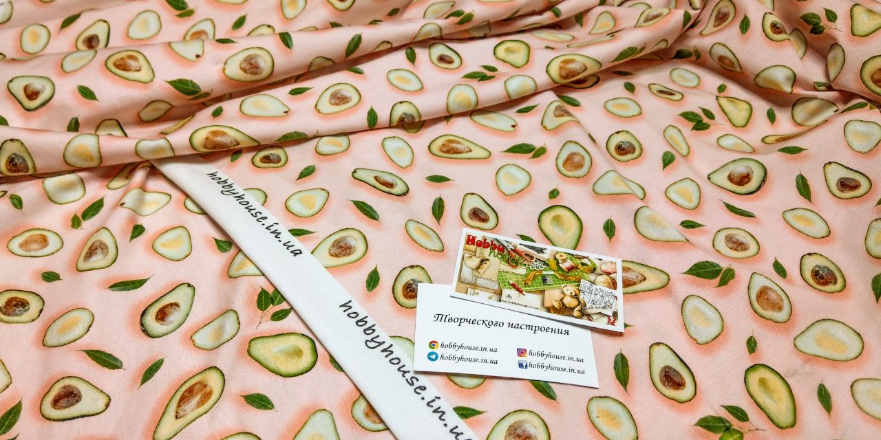 стрейч-кулір "Авокадики на рожевому" 180 см арт. 2523
