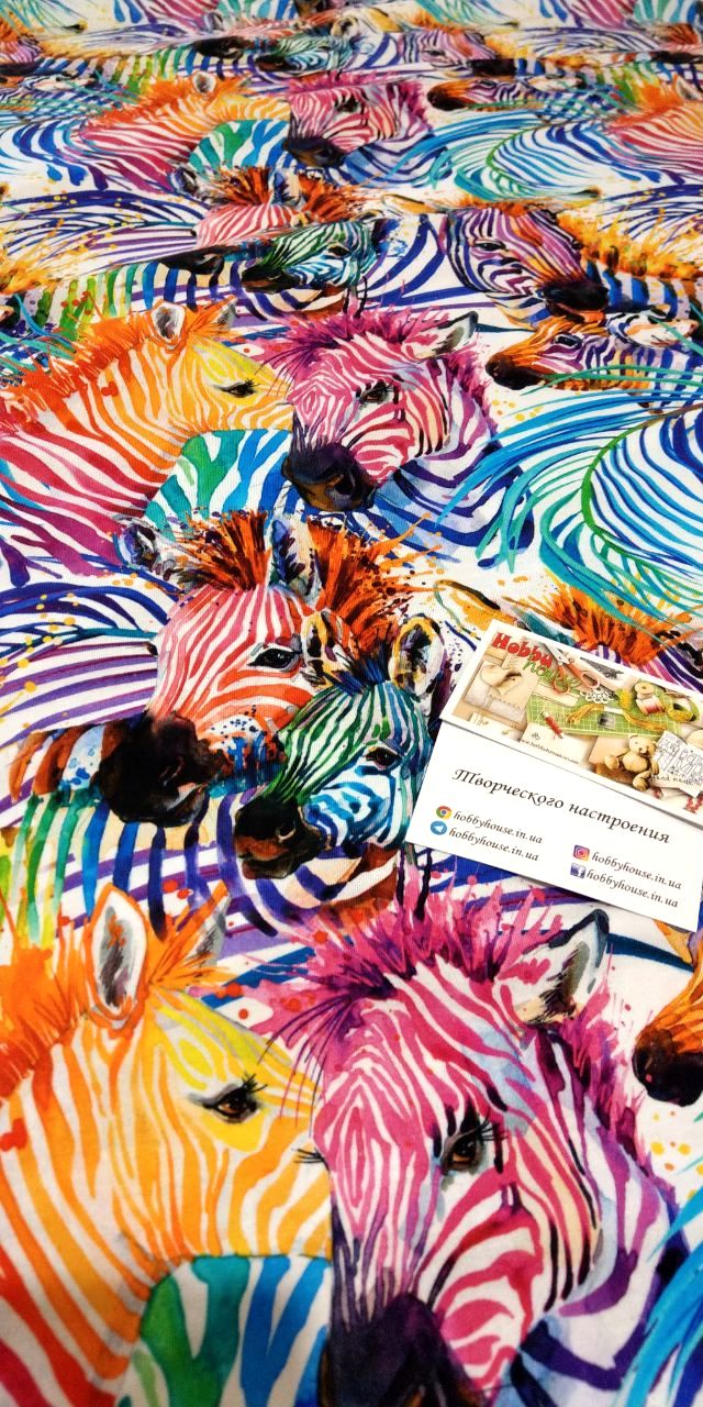 стрейч-кулір "Різнокольорові зебри" 180 см арт. 2515 - Зображення 3