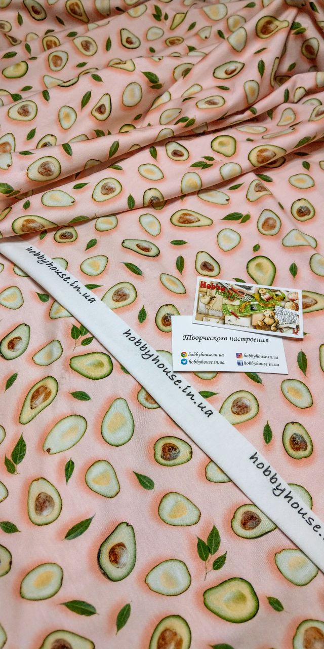 стрейч-кулір "Авокадики на рожевому" 180 см арт. 2523 - Зображення 2