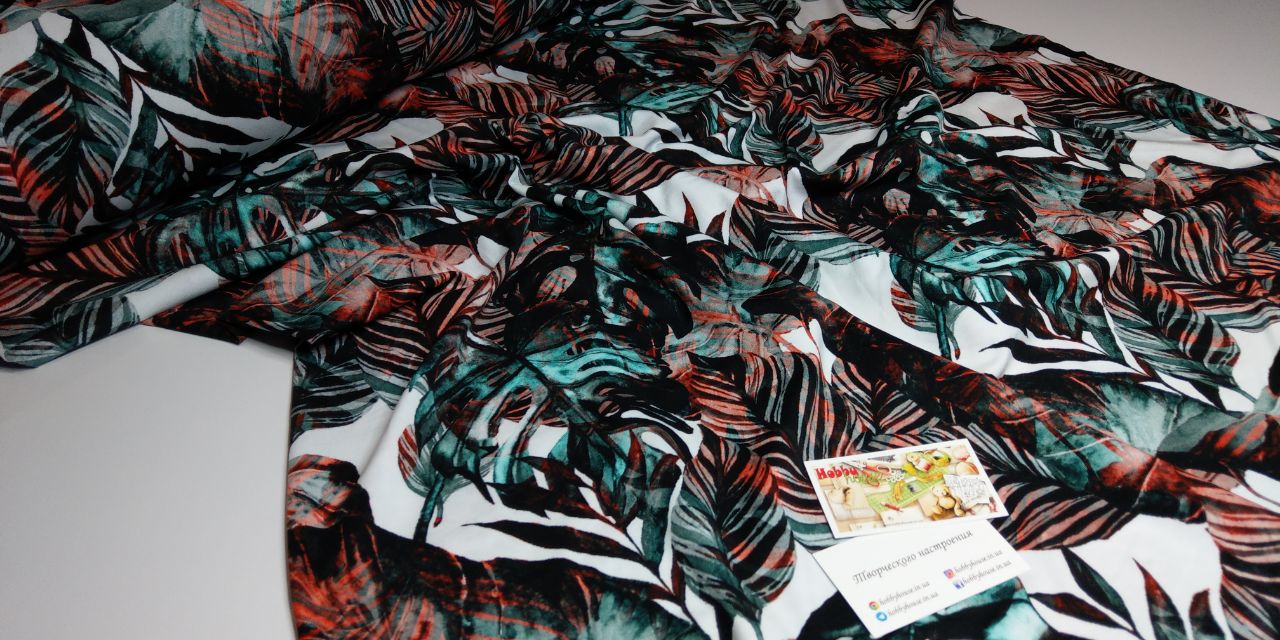 стрейч-кулір "Монстера темна" арт. 2634 - Зображення 2