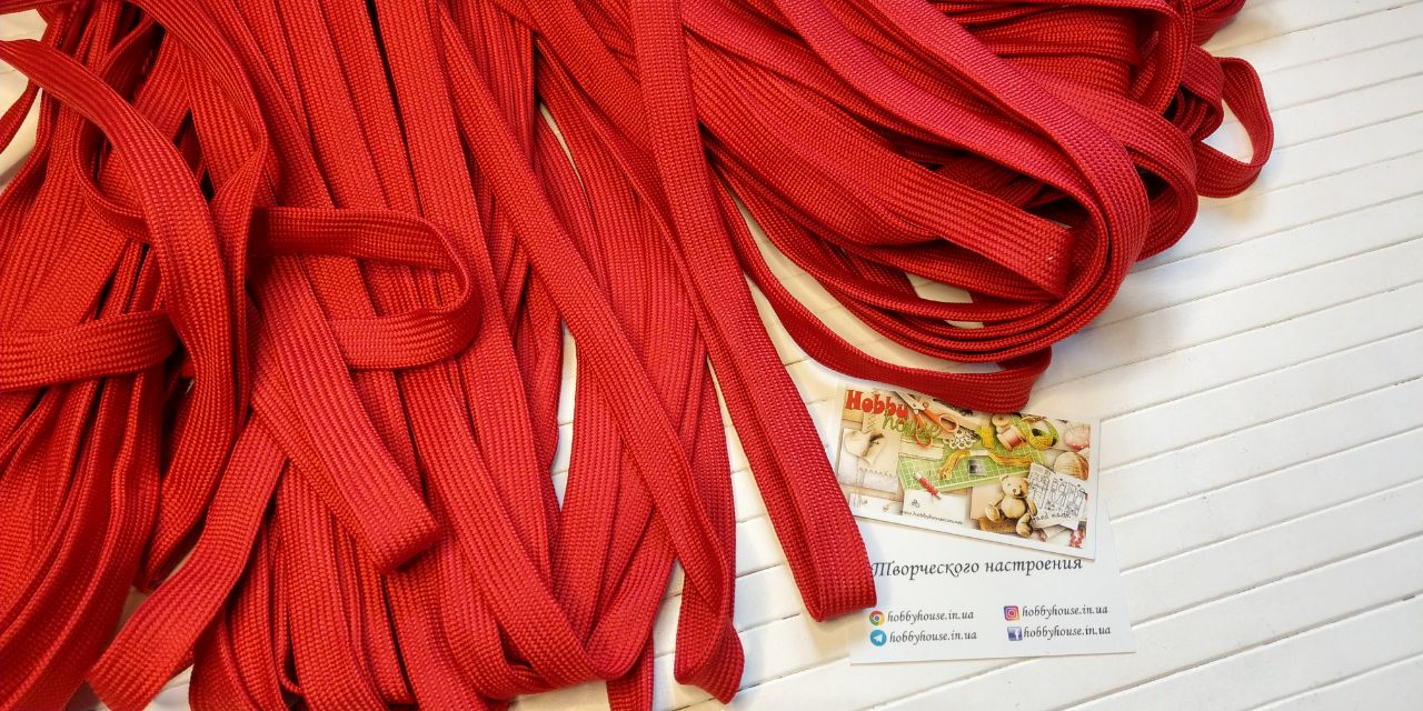 Шнур червоний 1,5 см арт. 2637