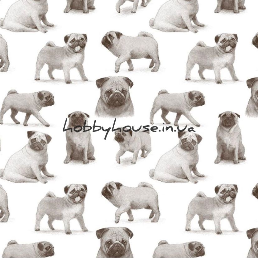 стрейч-кулір "Мопси монохром" арт. 2603 - Зображення 2