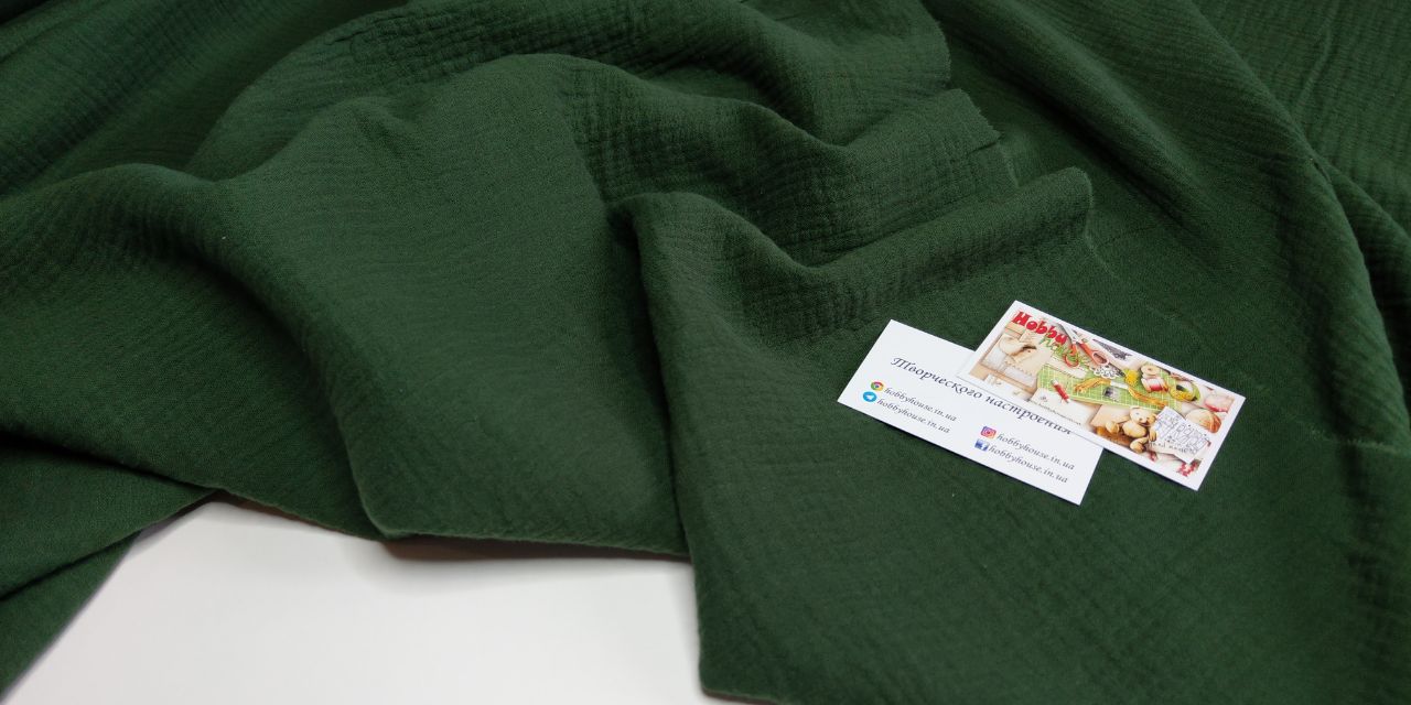 Муслін двошаровий зелений мох 135 см арт. 2684