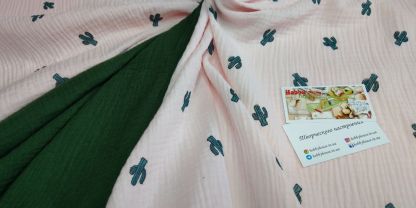 Муслін двошаровий кактуси на світло-рожевому 135 см арт. 2686 - Зображення 2