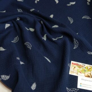 Муслін двошаровий пір"ячка на синьому арт.2689