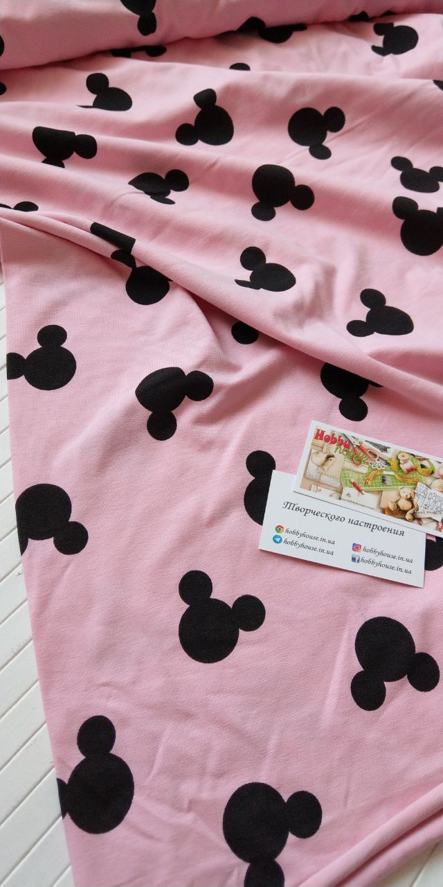 Стрейч-кулір "Міккі логотип на рожевому", арт 2809 - Зображення 2