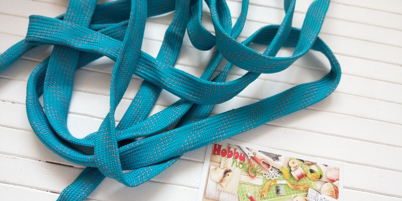 Шнур плаский бірюзово-сірий шир 1,5 см, арт 2888